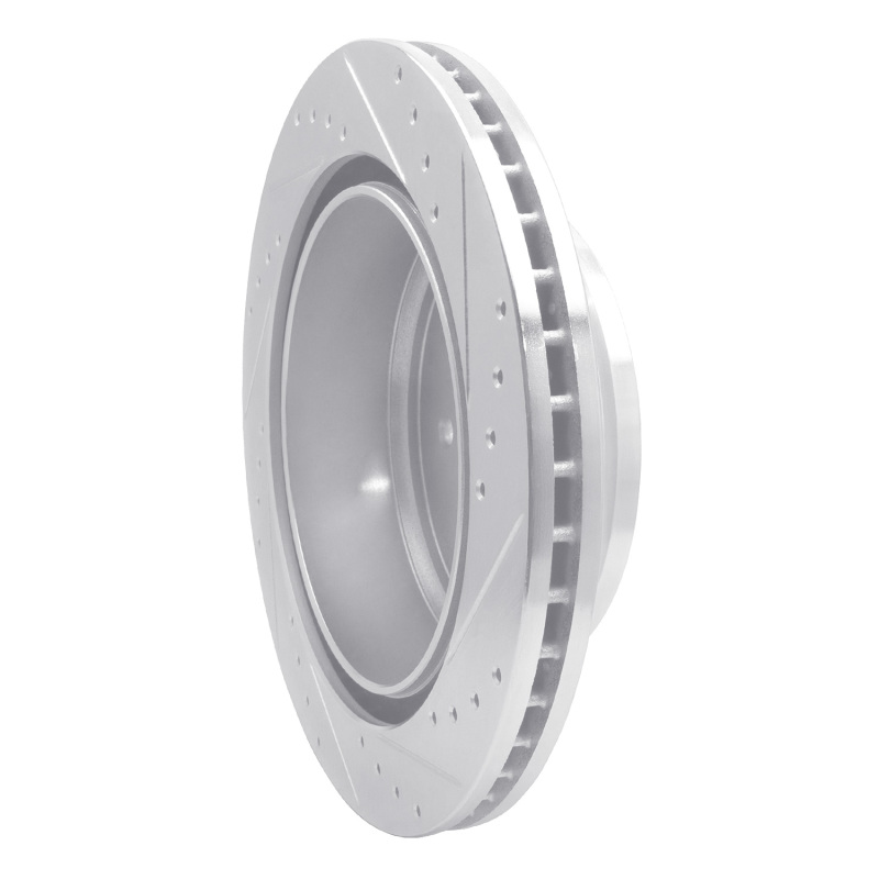 Nissan Titan XD Brake Rotor (1) - Rear Left - R1 Concepts - Drilled & Slotted - Silver - `16-`24